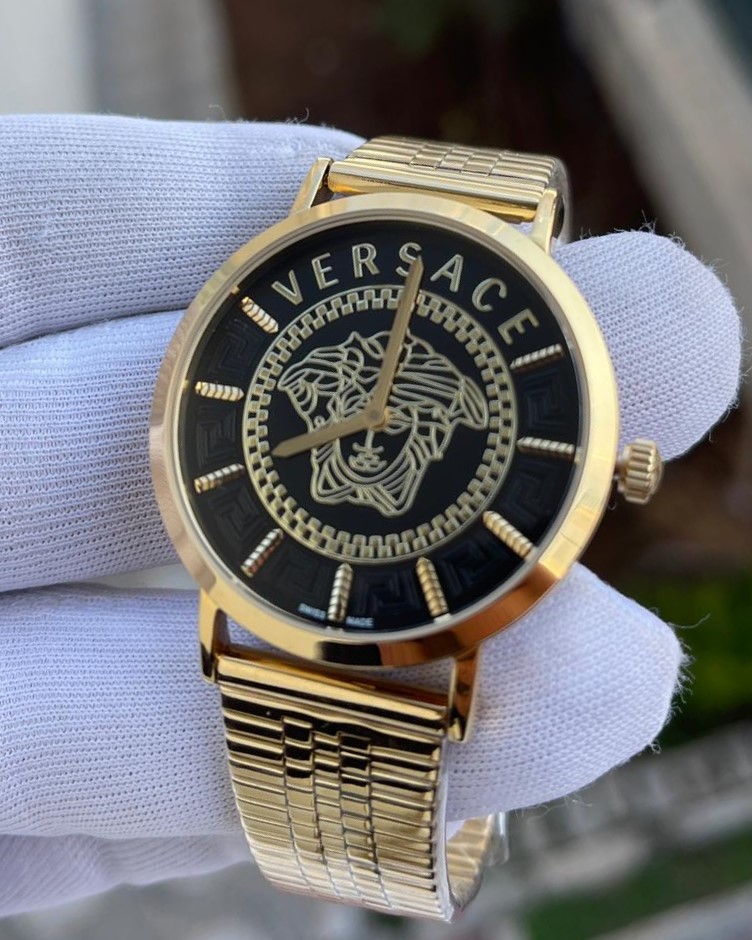 Versace Gold Kasa Siyah Kadran Bayan Kol Saati L-812